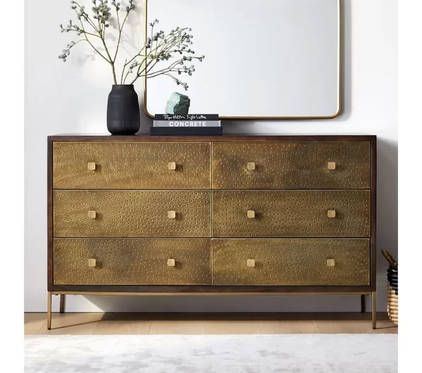 ecker Dresser Collection, Solid Wood, Brass