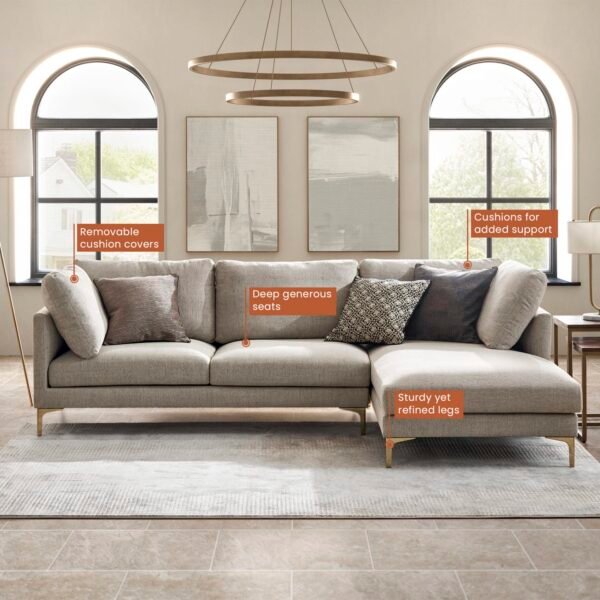 Adams Chaise Sectional Sofa with Ottoman - Image 4