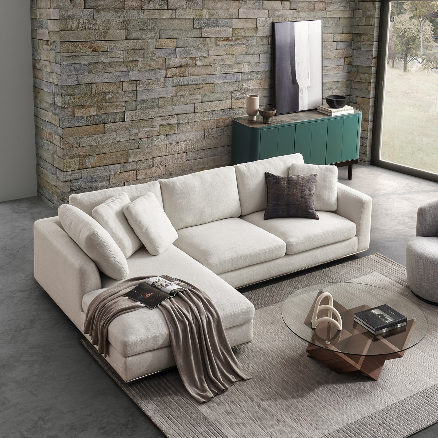 Hamilton Sectional Sofa With Chaise Right Facing Beige