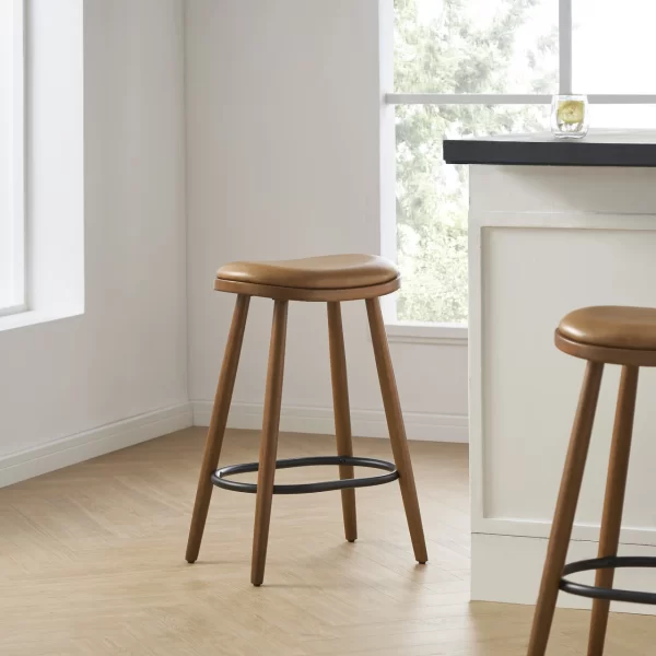 Abel Leather Counter Stool - Image 9