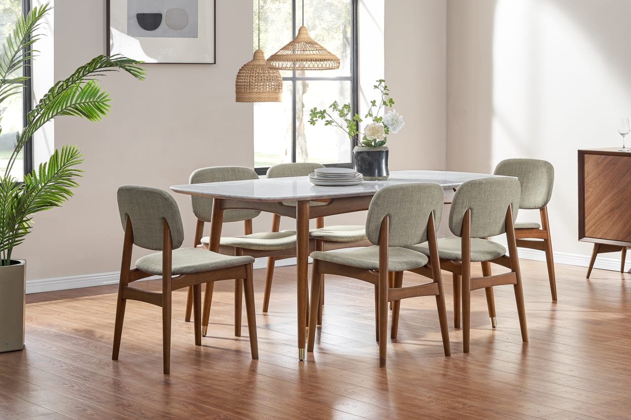 Walnut and marble dining table online