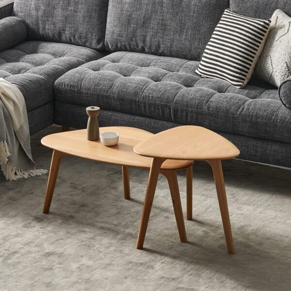 Vincent Modern Coffee Table Set - Oak - Image 7