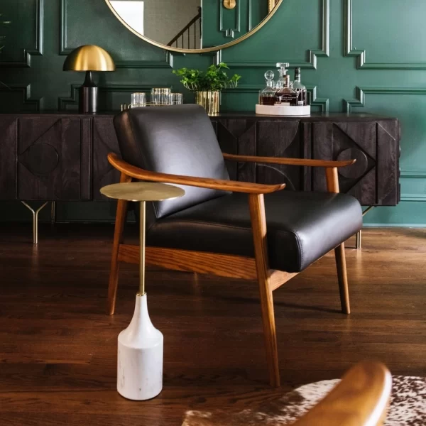 Midcentury Show Wood Leather Premium Chair - Image 4
