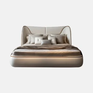 Beige Vegan Leather Bed