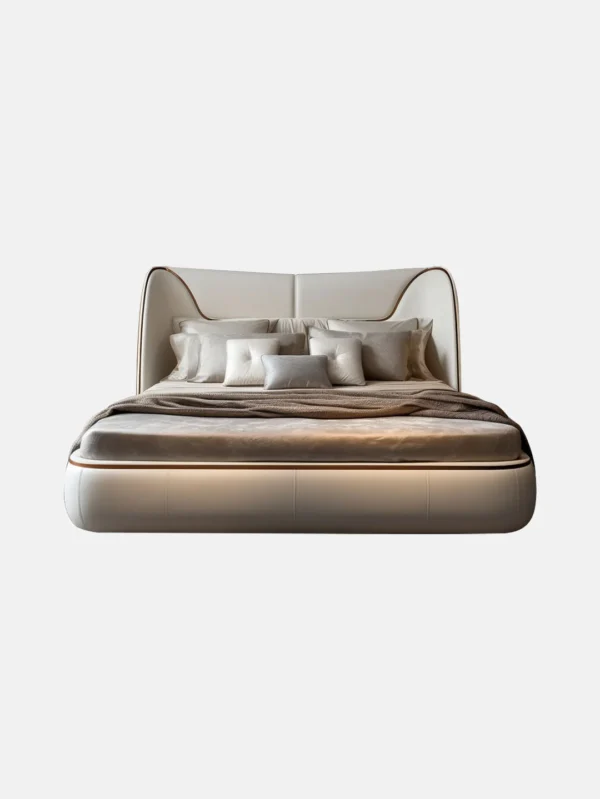 Beige Vegan Leather Bed