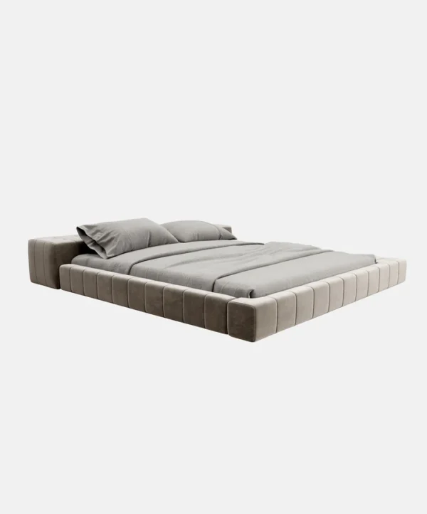 Elegance Beige Velvet Bed - Image 3