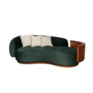 A sofa with a distinctive design