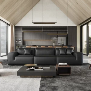 Alternative view of Premium Black Leather Sofa Modern Elegance Redefined