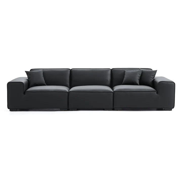 Premium Black Leather Sofa Modern Elegance Redefined