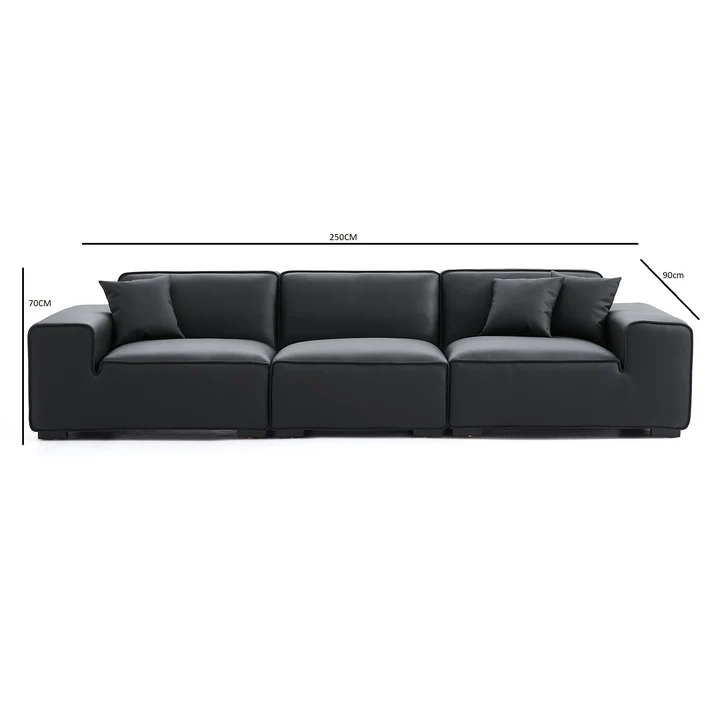 Premium Black Leather Sofa Modern Elegance Redefined - Image 4