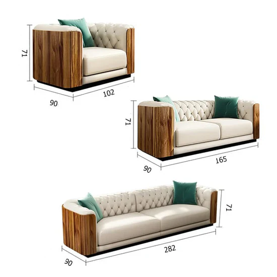 Elysees 3 Piece Leather Sofa Set - Image 3