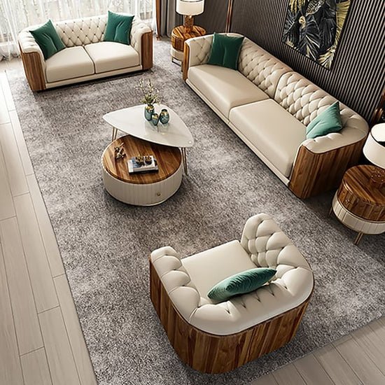 Elysees 3 Piece Leather Sofa Set - Image 8