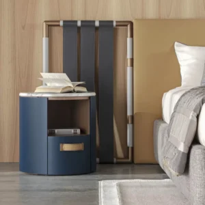 Alternative view of Alassio bedside table with top in marble calacatta gold shine
