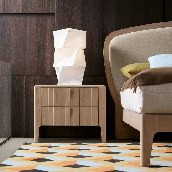Battlo bed in canaletto walnut wood with linen upholstery - Image 3