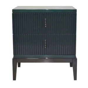 Italian night table in glossy green smarald lacquered wood