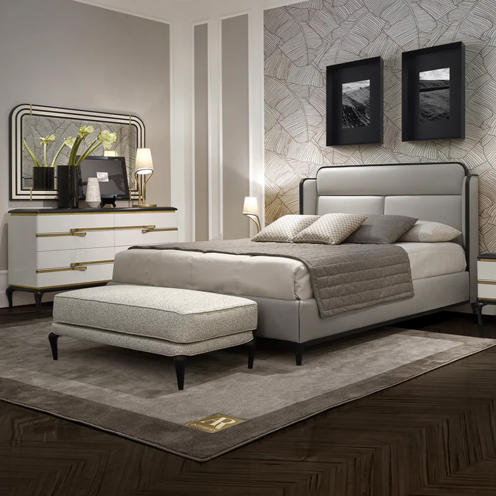 Grey leather bed - Image 3